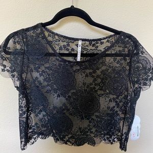 black lace over shirt
